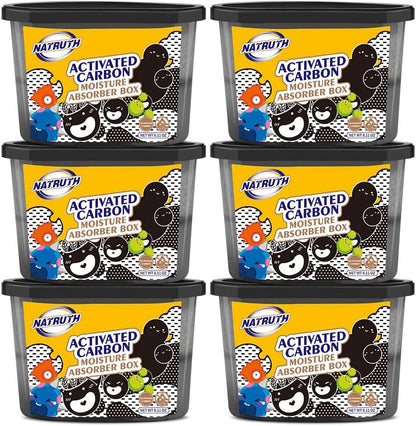 NATRUTH Moisture Absorbers 10.5OZ*6-Pack With Activated Charcoal,Portable Closet Dehumidifier, Odor Eliminator Absorber Bucket,Humidity Absorber,Cleaner Air Dehumidifier for Closet,Bathrooms, Boats