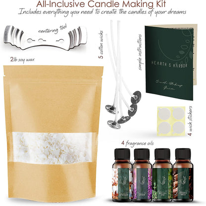 Hearth & Harbor Organic Soy Candle Wax for Candle Making, 2 lbs Natural Candles Making Supplies, Beeswax-Free, Paraffin-Free, Pure Soy Wax Flakes Perfect for Candles, Tealights and Melts