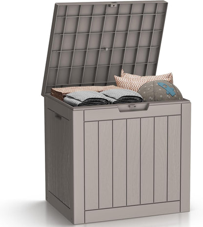 DRATO Deck Boxes, 31 Gallon Outdoor Storage Box for Patio Cushion, Sports Equipment, Garden Tools, Waterproof and UV Resistant, Lockable (Grey)