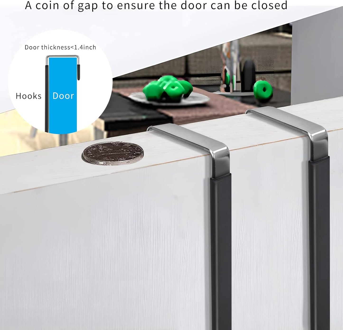 FYY Over The Door Hooks, 10 Pack Door Hangers Hooks with Rubber Prevent Scratches Heavy Duty Organizer Hooks for Living Room, Bathroom, Bedroom Hanging Clothes, Towels, Hats, Coats, Bags Black