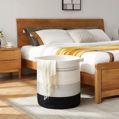 OIAHOMY 80L Laundry Hamper,Storage Basket with Handles,Decorative Basket for Living room,Woven Storage Basket for Toys Bin,Pillows, Blankets,Clothes-20x18in-Gradient Dark