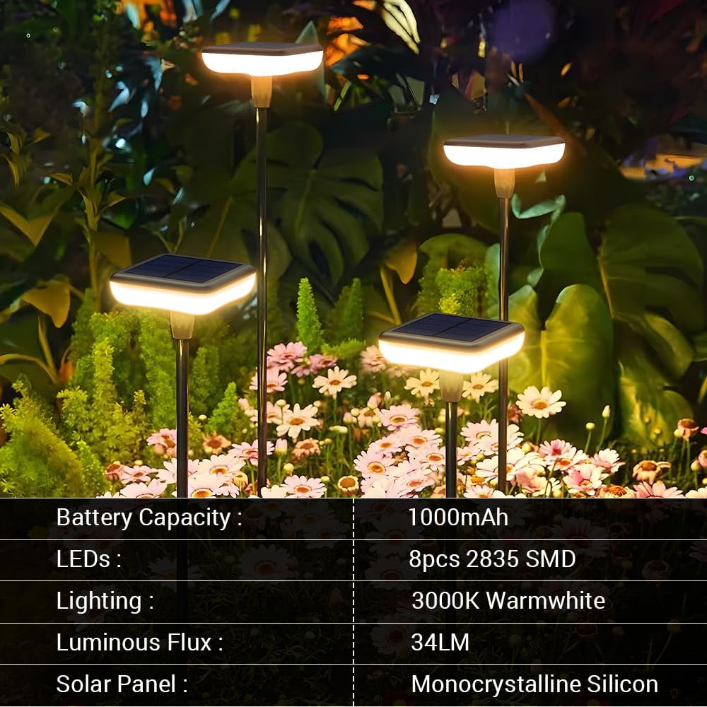 Solar Pathway Lights Outdoor 6 Pack Solar Powered Garden Lights 12H Long Lasting Auto On/Off Solar Swaying Light IP65 Waterproof for Planter Flowers Landscape Lighting Decoration Warm White