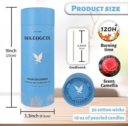 Camellia Scented Red Pearled Candle 18oz Luxury Sand Candle Granulated Wax - 30 Cotton Wicks - Wax for Candle Making Decorative Candles Smooth and Clean Burning Lasts up to 120 Hours