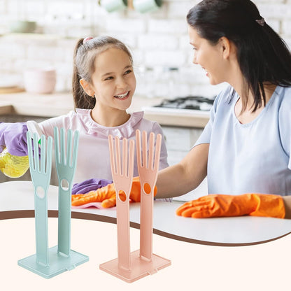 Nuenen 2 Pieces Kitchen Glove Holder Glove Drying Rack Dryer Plastic Mitten Rubber Rack Sink Stand Towel Hanger Reusable Towel Storage Holders for Sponge Food Bag Organizer, Pink and Blue
