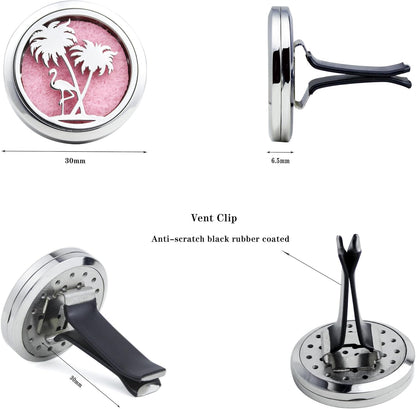 Car Diffuser Vent Clip 30mm Aromatherapy Essential Oil Automotive Diffuser Air Fresheners Vent Clips Car Accessories for Women Birthday Gifts (Flamingo)