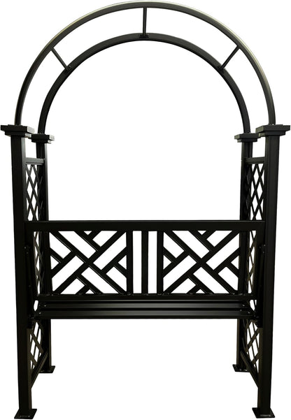 Black Aluminum Garden Arbor Arch with 2-Seater Bench