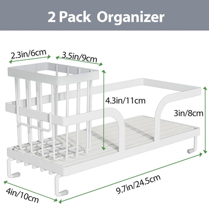 Bathroom Counter Organizer,Perfume Tray,Stone Drying Mat for Kitchen Counter,9.7" x 4.2"x 3.2", Ideal for Bathroom Organizers and Storage, Vanity, Skincare, Present, and More,2PCS White
