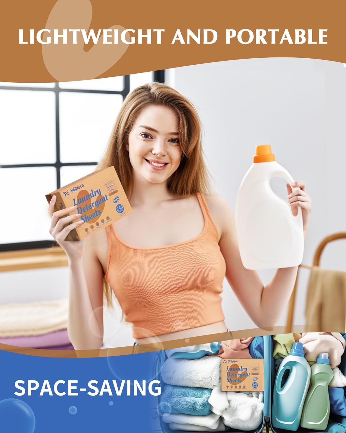 Laundry Detergent Sheets - 240 Loads Boys Santal Laundry Sheets for Dorm,College,Home,Hotel,Apartment,Camping,Cruise,Road Trip,Beach Vacation,Backpack,Small Space, Family School Travel Essentials