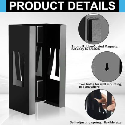 Lounsweer 6 Pcs Magnetic Glove Dispenser Holds Boxes of Towels Paper Tissue Glove Box Holder Wall Mount Kitchen Fridge Tool(Black)