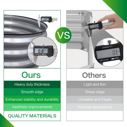 GARDMAX 2x2x1FT Galvanized Round Raised Garden Bed Kit, Metal Planter Boxes Outdoor with Easy Assembly, Large Garden Bed for Vegetables, Fruits, Flower, Herbs Silver