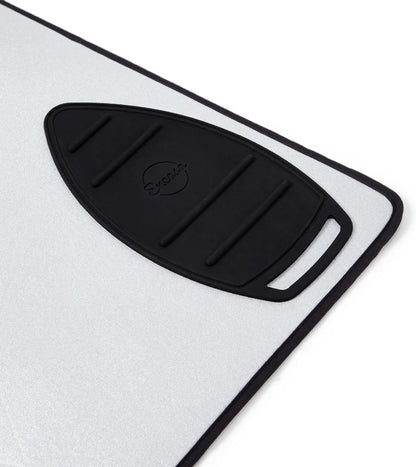 Encasa XO Ironing Mat/Pad - Metallic Silver (Large 48"x28") with 5mm Foam Padding & Silicone Iron Rest for Steam Pressing on Tabletop or Bed - Heat Reflective, Portable, Quilting