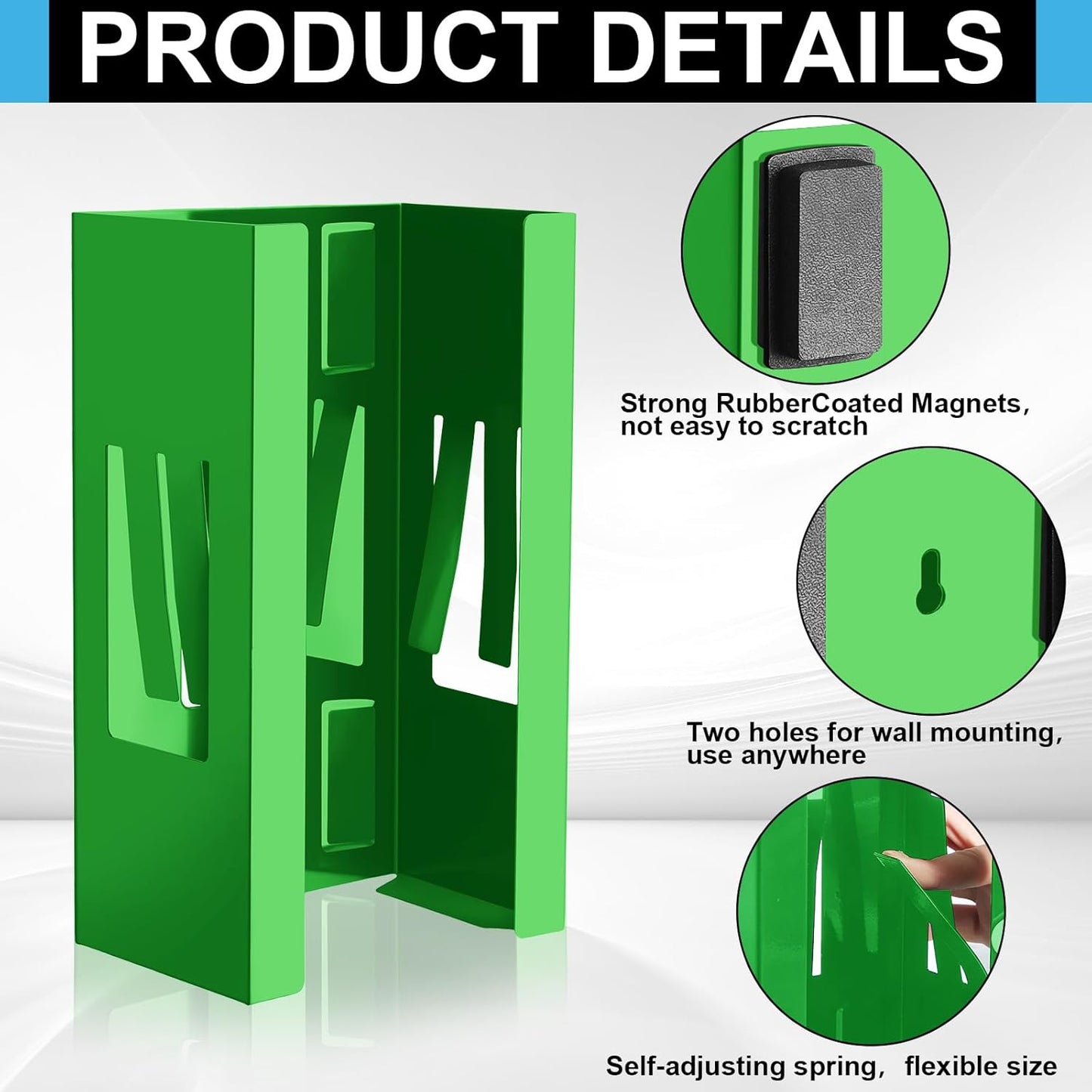 Lounsweer 2 Pcs Magnetic Glove Dispenser Holders Wall Mount Boxes of Gloves Commercial Quality Towels Wipes Paper Tissue Box Holder Kitchen Fridge Office Workshops Garage Tool Hospital(Green)