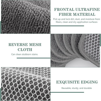 SINLAND Microfiber Dish Cloth for Washing Dishes Dish Washing Rags Best Kitchen Washcloth Cleaning Cloths Wash Cloths with Poly Scour Side 7.87Inchx7.87Inch 10 Pack Grey
