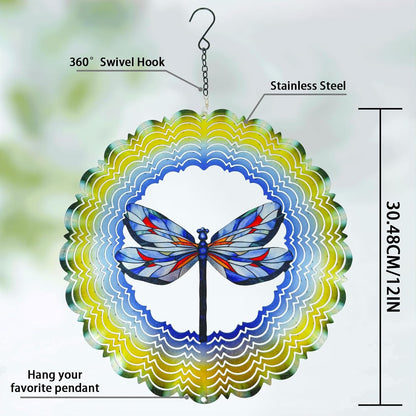 Wind Spinners Outdoor Dragonfly Decorations - Birthday Gifts for Women Mom Grandma, Hanging Wind Spinner 12 inch 3D Wind Sculptures for Garden Decor for Outside, Patio, Yard, Outdoor