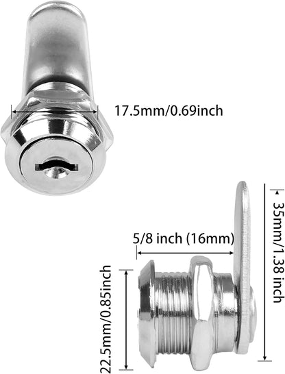 Cabinet Locks, 6 Pcs MoHern Keyed Alike 5/8 Inch (16mm) Rv Storage Lock, Cylinder Locks, Zinc Alloy Cam Lock with Keys for Cabinet, File Drawer Dresser and More
