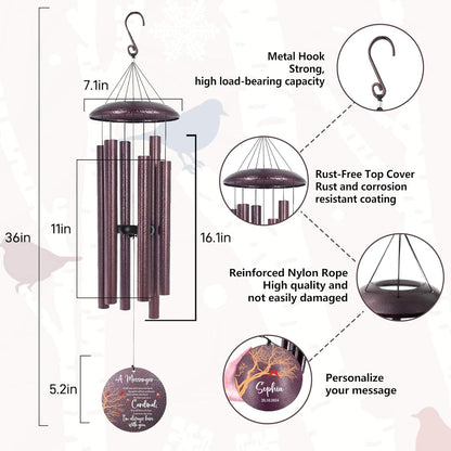 ASTARIN Outside Wind Chimes for Loss of Loved one, Personalized Sympathy Gift for Loss Mother/Father, Windchimes Outdoors Condolences Gift for Women/Men, Garden Decoration, 32 inch