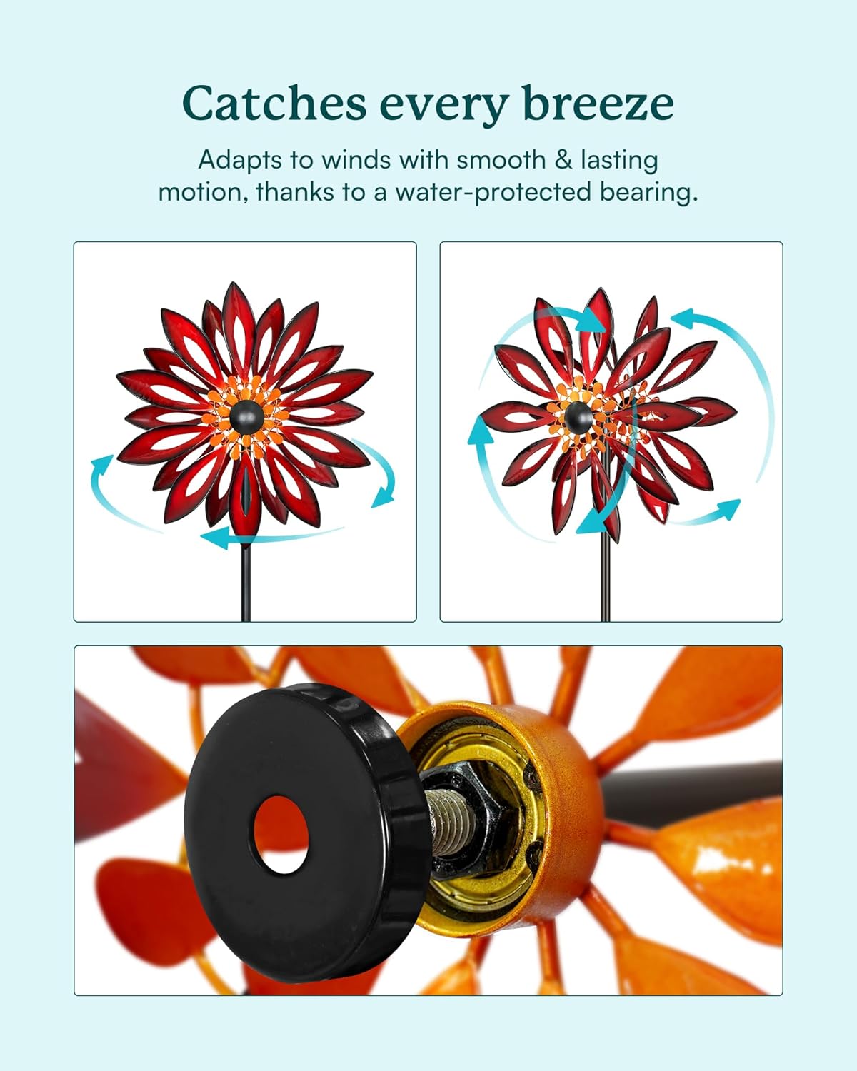 Wind Spinners Outdoor - Large Kinetic Metal Wind Sculptures & Spinners for Yard and Garden, Yard Spinner Decor for Outside (22" W x 83" H)