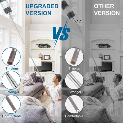 Microfiber Duster, 4PCS with Extension Pole(Stainless Steel) 30 to 100 Inches, Reusable Bendable Dusters, Washable Lightweight Dusters for Cleaning Ceiling Fan, High Ceiling, Blinds, Furniture, Cars