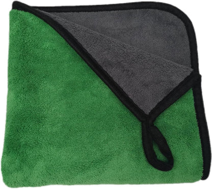 SOFTBATFY Ultrasoft, Large, Thick and Quick Drying Car Microfiber Cleaning Towel 800GSM Polishing Waxing Auto Detailing Towel Cloth (6pack,16 x 16inches) (Grey- Green)