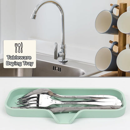 YASMEN Silicone Bathroom Soap Dishes, Sink Sponge Holder for Kitchen, Rubber Soap Dish with Drain, Shower Soap Sponge Tray, Sink or Counter Organizer, for Bar Soap, Bottle, Dish Soap Dispenser- Green