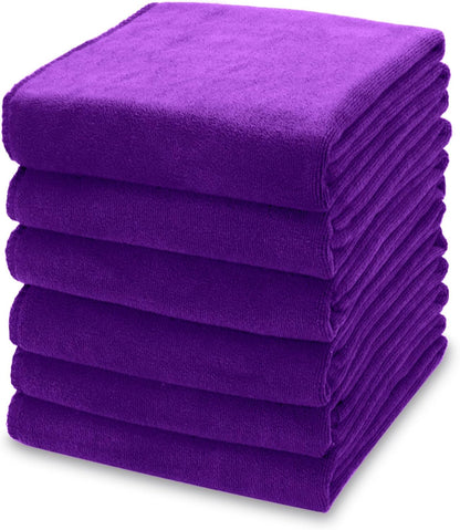 kimteny 13x28 Inches Kitchen Cloth Dish Towels, 400 GSM Premium Dishcloths, Super Absorbent Coral Velvet Microfiber Cleaning Cloths, Fast Drying Rags for Washing Dishes (6 Pack, Purple)