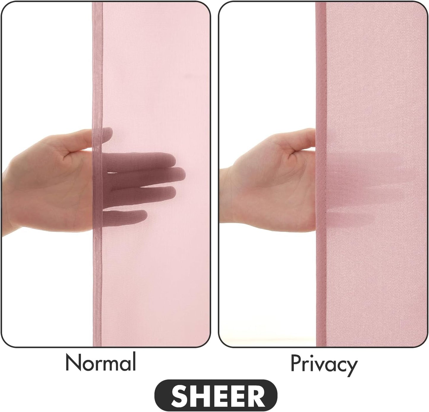 MIULEE Baby Pink Privacy Sheer Curtains That Let Light in 84 Inches Long Non-See-Through Semi Sheer Curtain Light Filtering Window Curtains Drapes for Living Room Bedroom 2 Panels Set 42 X 84