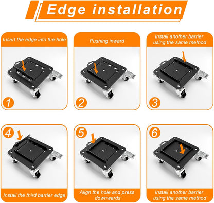 Furniture Dolly 5 Wheels Heavy Duty with Removable Side Guards,3307 Lbs Capacity,360° Rotating Wheels & Tail Brake,Furniture Movers Lifter Tool for Sofas,Beds, Appliances,–Stable,Safe,and Easy to Use