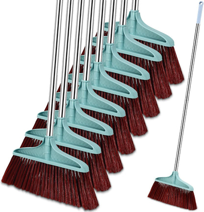 Lasnten 8 Pcs Heavy Duty Broom Commercial Set 49" Stainless Steel Detachable Handle Indoor and Outdoor Floor Brooms for Home, Garage, Kitchen, Office, Patio Cleaning, Warehouse