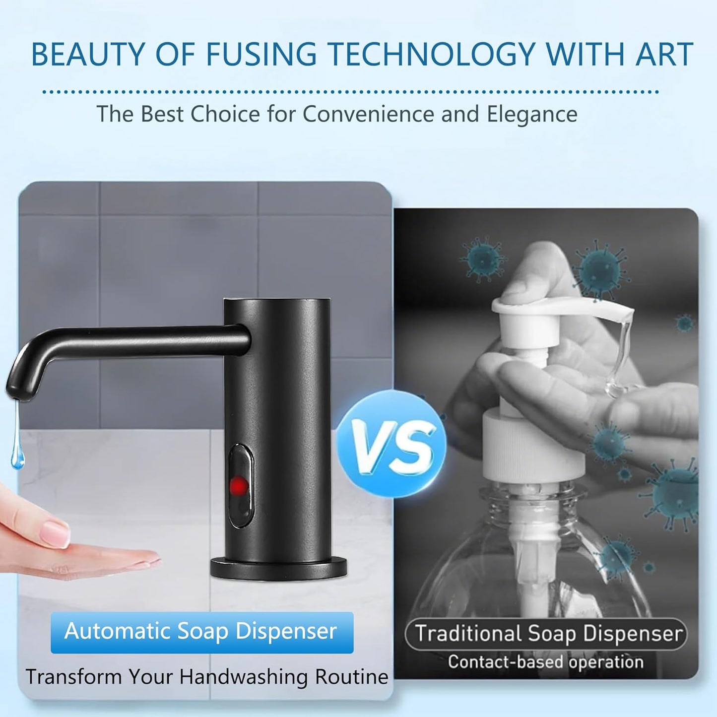 Automatic Soap Dispenser Touchless for Kitchen and Bathroom, Sink Built in Commercial Electric Soap Dispenser,Upgraded Infrared Sensors Brass Material, with Bottle and Pump 33.81oz/1000ml(Black)