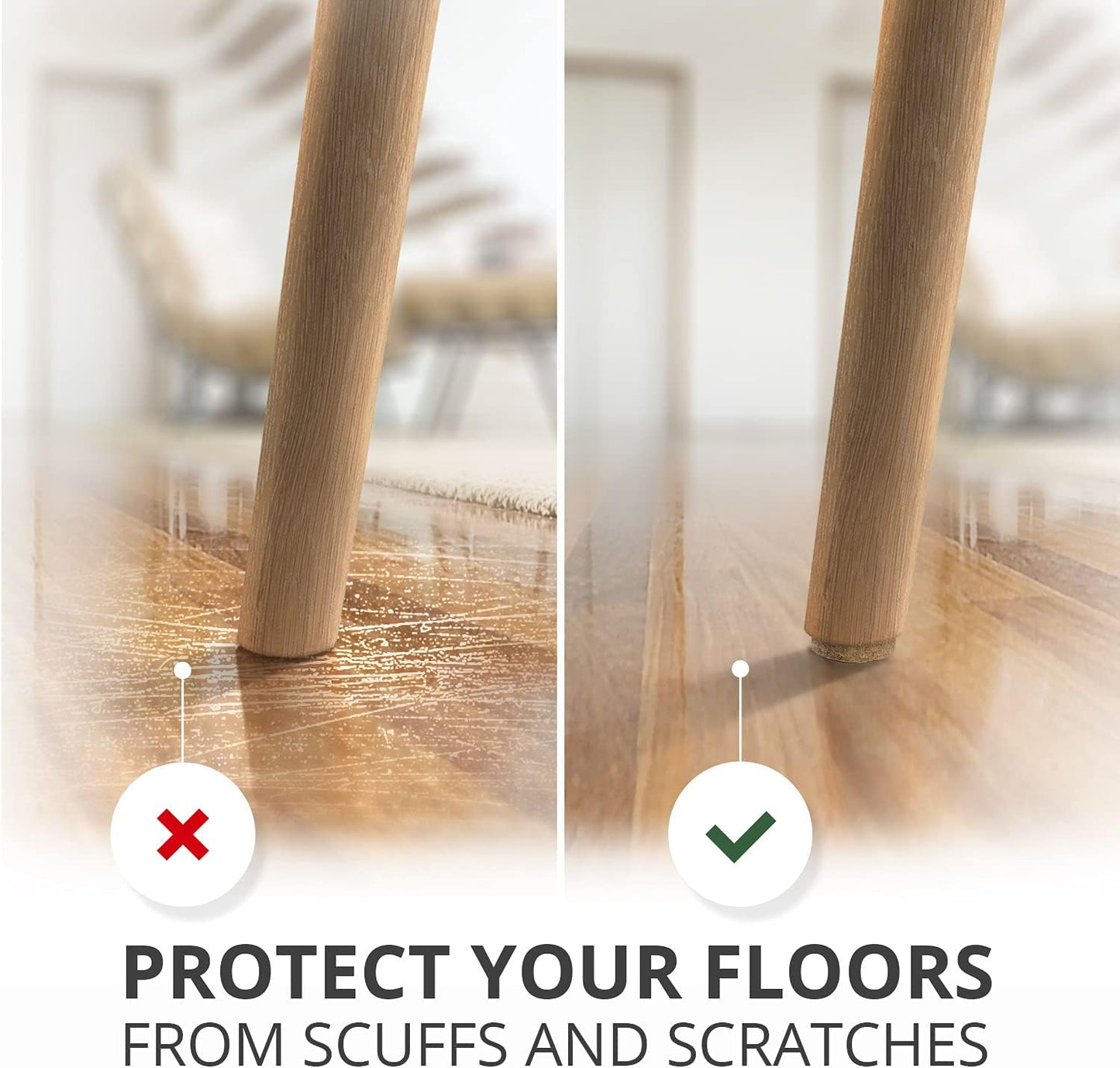 X-Protector 357 pcs Beige Felt Furniture Pads - Huge Quantity of Hardwood Floor Protectors with Many Big Sizes - Protect Any Type of Hard Floor