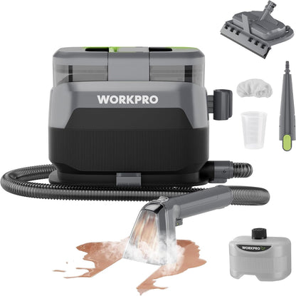 WORKPRO Steam Portable Carpet and Upholstery Cleaner, 16KPa Upholstery Cleaner Machine with Steam & Heating System, 4 Cleaning Modes & Versatile Tools, Spot Cleaner for Pet Stains, Couch, Car Seat