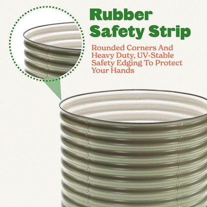 Epic Gardening 5-in-1 Modular Galvanized Raised Garden Bed Kit, 15" Tall Metal Planter Box, Durable Aluzinc Steel Raised Garden Bed Outdoor for Vegetables, Herbs, Flowers & Fruits - Round - Mist Green