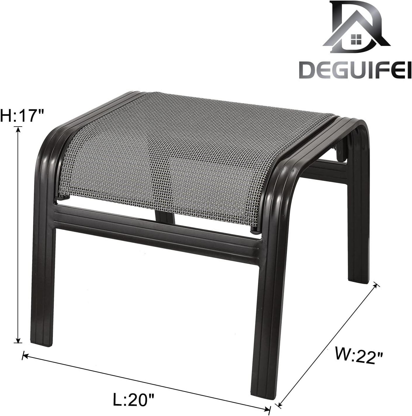 Patio Ottomans Outdoor Foot Rest Aluminum Patio Footstool Samll Seat Wicker Furniture Patio Ottoman 2 Pieces Grey