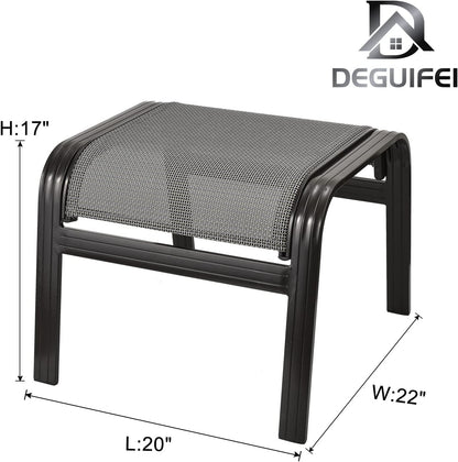 Patio Ottomans Outdoor Foot Rest Aluminum Patio Footstool Samll Seat Wicker Furniture Patio Ottoman 2 Pieces Grey