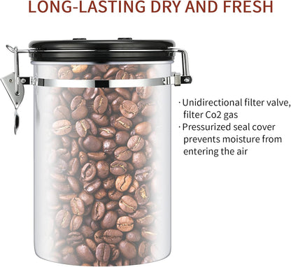malmo Coffee Canister, Airtight Coffee Container with Date Tracker Lid, Stainless Steel Canister for Kitchen Food Storage (Black-Copper, 22oz)