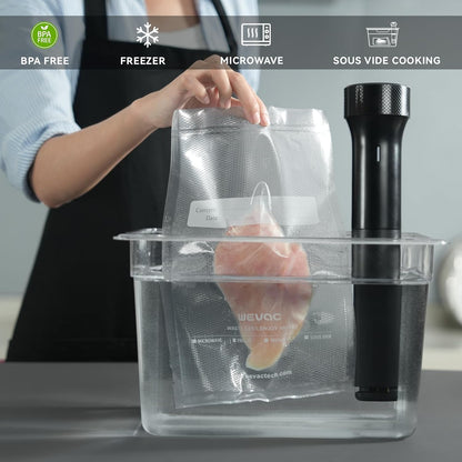 Wevac 11" x 16" Precut Vacuum Sealer Bags, 100 Count, Includes 5 Liquid Block Bags & 5 Bone Guard Pieces, Heavy Duty for Food Storage, Sous Vide & Meal Prep