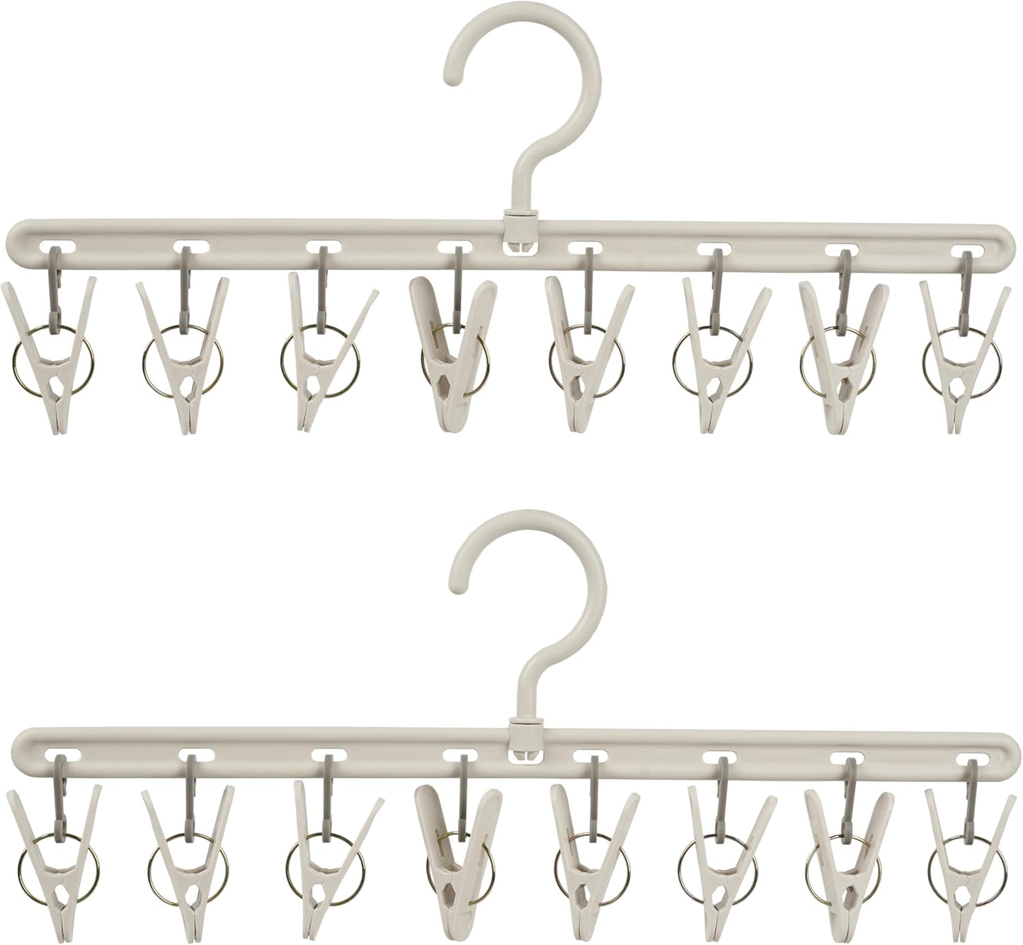 Clothes Hanger 2 Pack with 8 Clips,Clothes Drying Racks Windproof for Drying Socks Bras Underwears Baby Clothes, Hats Scarfs Towels Pants and Gloves Diaper