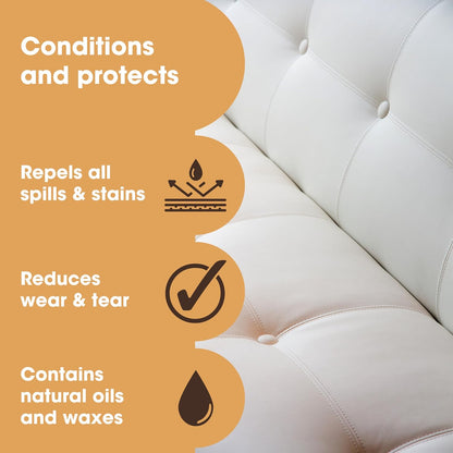 Furniture Clinic Leather Protection Cream | 2-in-1 Leather Conditioner & Waterproofing Protector for Furniture, Shoes, Car Seats & More | Prevent Stains While Nourishing | 8.5oz/ 250ml
