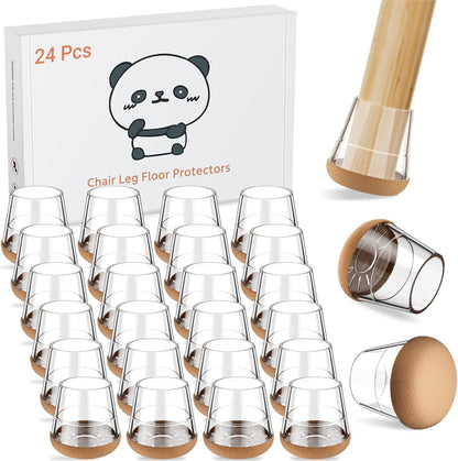 Meldel 24 PCS Silicone Chair Leg Floor Protectors Extra Small(0.6"-0.8") Rubber Felt Furniture Pads Chair Legs Caps/Covers for Hardwood Floors, Tile from Scratches & Reduce Noise - Round, Clear
