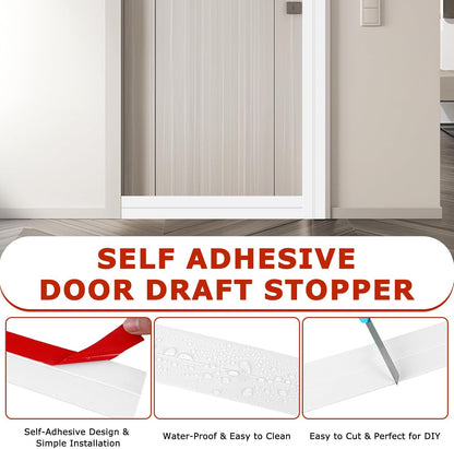 Weather Stripping Self Adhesive Door Draft Stopper Flexible Shower Door Bottom Seal Silicone Seal Strip for Sliding Glass Windows Side Gaps (White, 2 Inch Wide x 40 Feet Long)