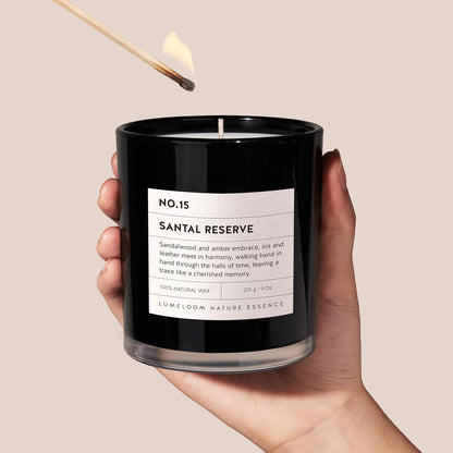 Santal Reserve Luxury Scented Candles, 9oz Soy Wax Candles for Home Scented, Sandalwood, Amber, Iris & Leather Scent, Long Burning Time, Gifts for Women, Men, Sister, Teacher