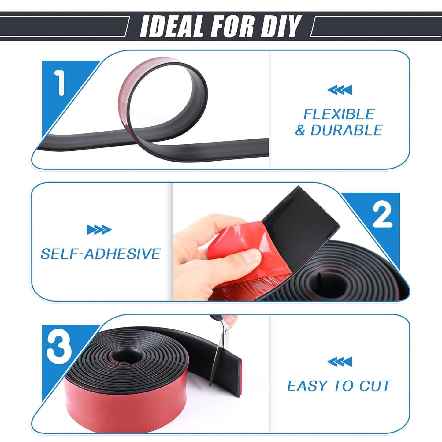 Neoprene Rubber Strips Self Adhesive Sheets, Rolls & Strips with Adhesive Backing Rubber Pads Self Stick Seal Gasket Sticky Back for Matting Padding - 2" Wide x 1/16" Thick x 15' Long