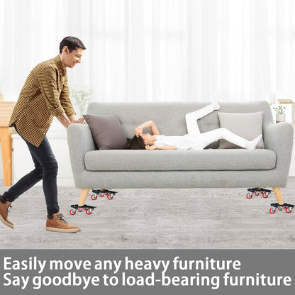 Furniture-Dolly-Furniture-Movers with-5-Wheels, Furniture Sliders Lifters Tool Set for Moving Heavy Duty, Furniture Dollies, Max Capacity 1650Ib Red