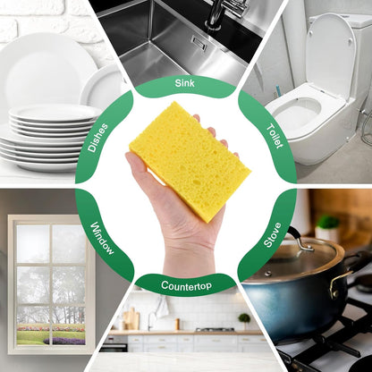 1-Set Kitchen Sponges, Condense Eco Cellulose Non-Scratch Scrub Heavy Sponge for Kitchen/Household/Bathroom, Clean Tough Messes Dish Scrubber [Multicolor]