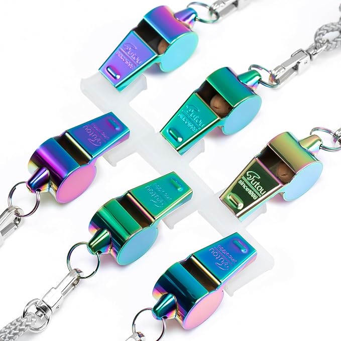 HUTOU Whistle Stainless Steel Coach Sports Whistle with Lanyard, Loud Crisp Sound Whistle Ideal for Coaches, Referees, and Official