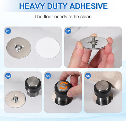 PATIKIL 3Set Round Door Stoppers, 60mm Stainless Steel Door Stop Doorstop Wedge Metal Cylinder Self Adhesive with Screw for Bottom of Door Floor Inside, Copper Tone