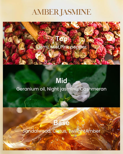 M&SENSE Amber Jasmine Scented Candle, Soy Candles 14.1oz 60H Slow Burning, Aromatherapy Stress Relief Home Fragrance Housewarming Gifts