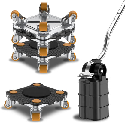 ONEON Furniture Mover Pro Set - Enhanced Dolly and Lifter with Custom TPE Wheels for Easy Furniture Lifting and Moving - Professional Tool for Effortless Furniture Transport (Black 4Dollies + 1Lifter)