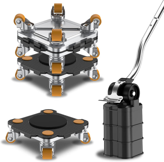 ONEON Furniture Mover Pro Set - Enhanced Dolly and Lifter with Custom TPE Wheels for Easy Furniture Lifting and Moving - Professional Tool for Effortless Furniture Transport (Black 4Dollies + 1Lifter)
