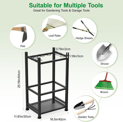 Dirza Garden Tool Organizer,Yard Tool Organizer for Garage Organization and Storage,Garden Tool Rack with 9 Loops for Garage, Shed, Outdoor,Easy Take Out and Storage,Will NOT tip over